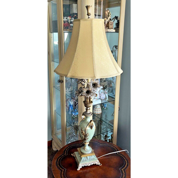 Antique French Victorian Art Deco Set Of 2 Hand Painted Lily Floral Lamps Works - Picture 14 of 16